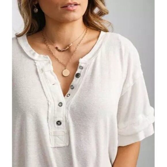 NWOT Free People Heritage Henley, Medium, White, OB1281381 - Picture 13 of 14